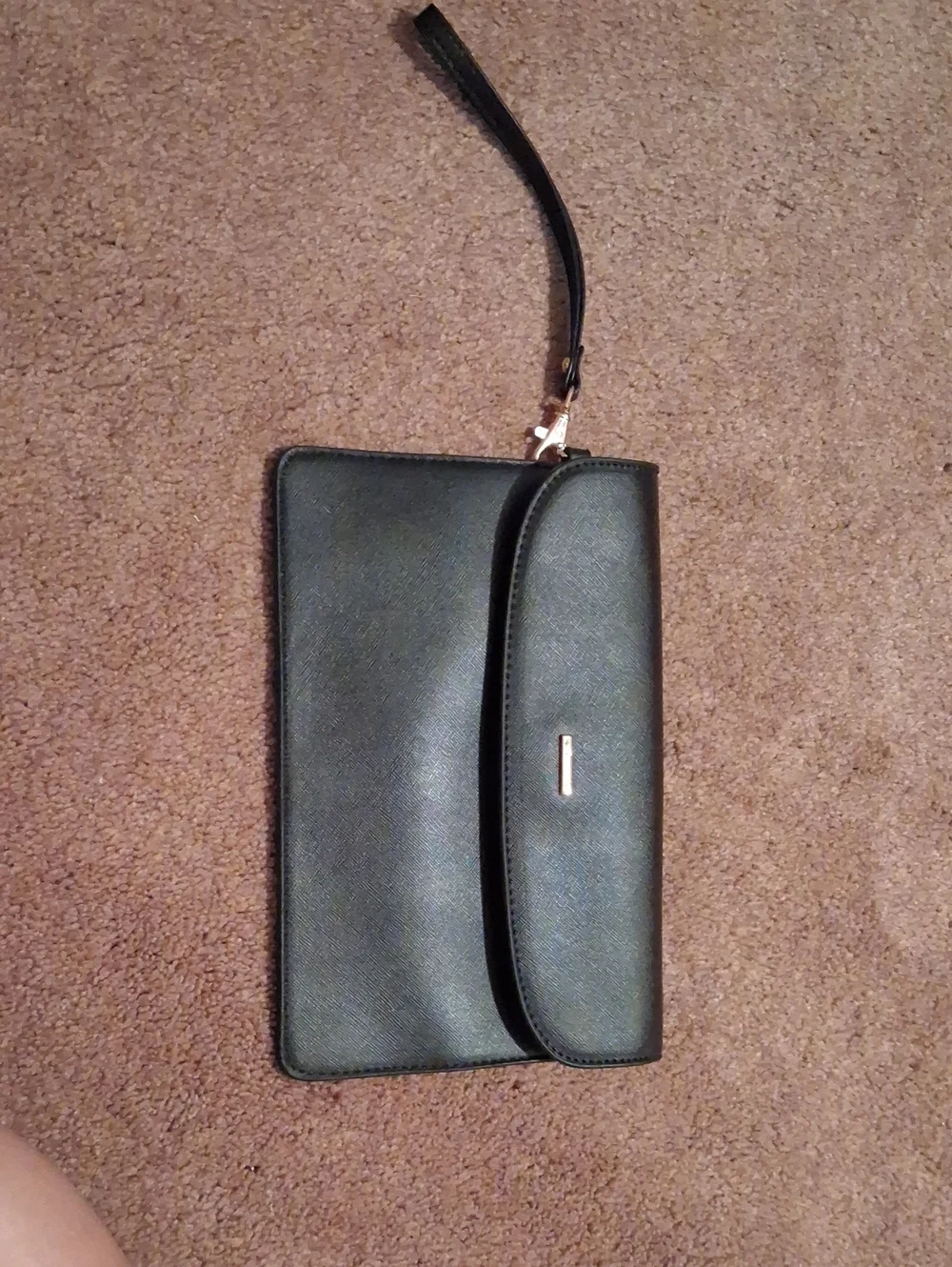 Classic Black Wristlet Clutch with Gold Accent